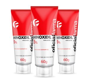 3 Minoxidil 5% Para Barba Com Fator De Crescimento 60g