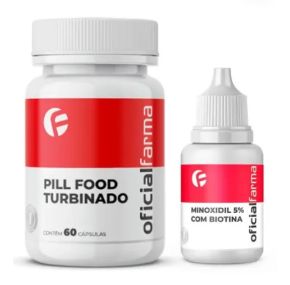 Minoxidil 5% Com Biotina 100Ml + Pill Food Turbinado 60 Cápsulas