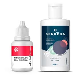Minoxidil 5% Com Biotina 100Ml + Shampoo Unissex Para Crescimento Capilar 200 ml SENKEDA