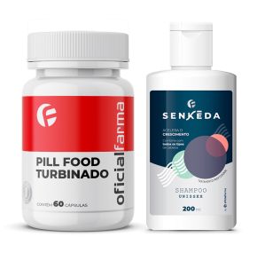 Pill Food Turbinado 60 Cápsulas + Shampoo Unissex Para Crescimento Capilar 200 ml SENKEDA
