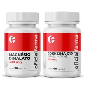 Magnésio Dimalato 300mg 90 Cápsulas + Coenzima Q10 100mg 60 Cápsulas