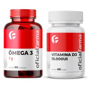 Ômega 3 1g 60 Cápsulas + Vitamina D3 10.000UI 60 Doses